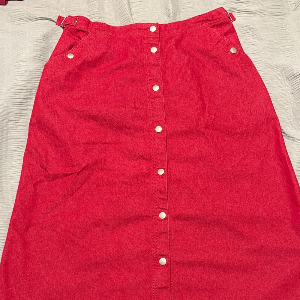Koret Vibrant Red A-Line Skirt with Button Accents